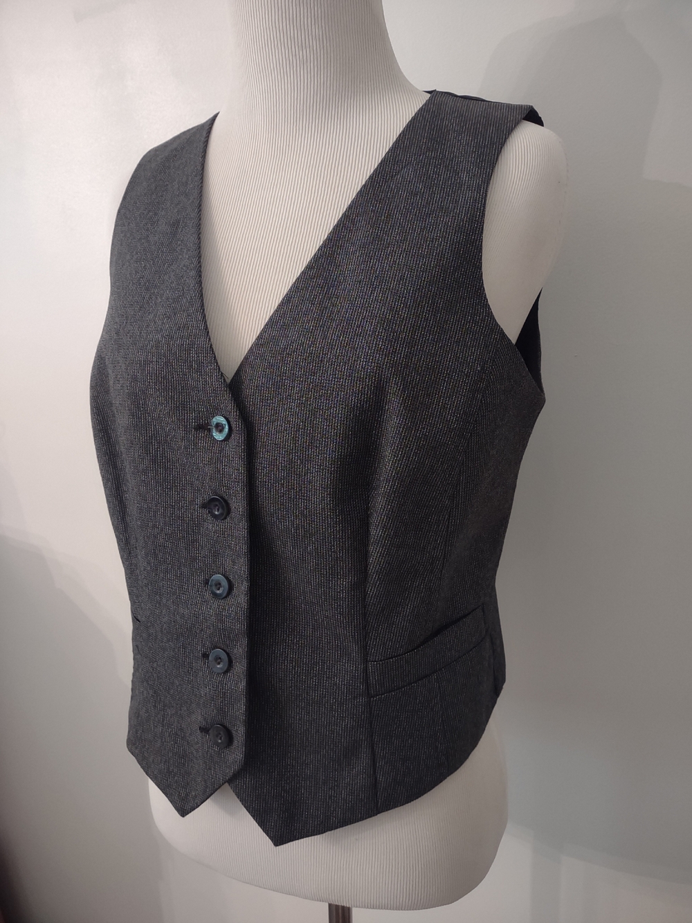 Van Heusen Studio Vest Womens Small Gray  Business Preppy Waistcoat Classic